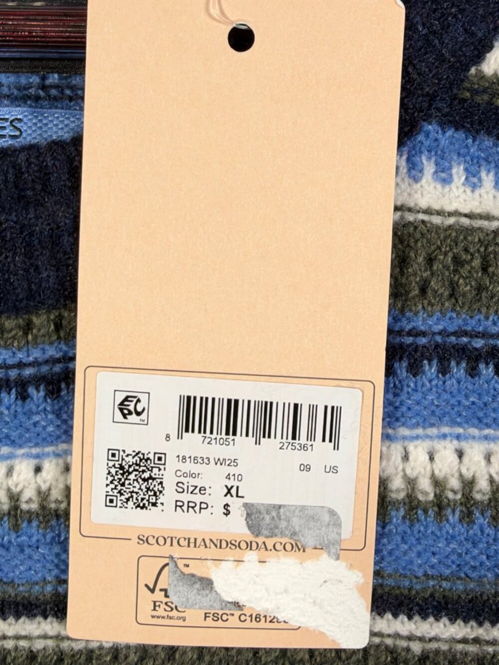 Scotch & Soda Sweater Mens XL Blue Striped Crewneck Wool 3D Knit Pullover - Picture 3 of 10